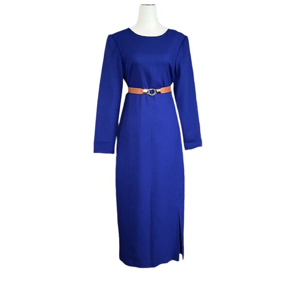 J.G. Hook Dresses & Skirts - VTG 90s J.G. Hook Wool Shift Dress Royal Blue Long Sleeve Preppy Academia Size12